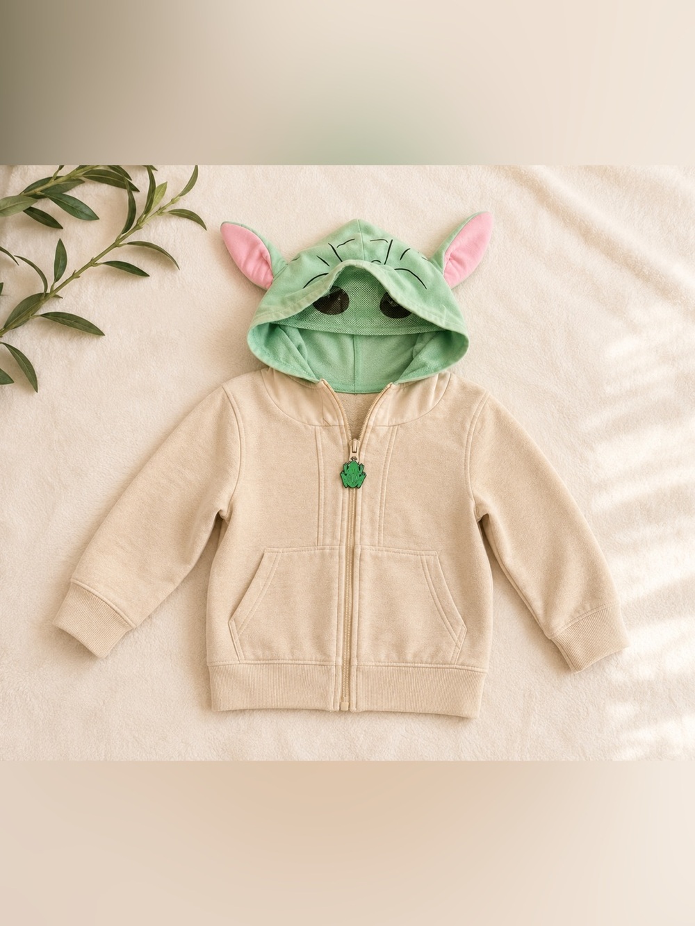 Star Wars Grogu Baby Yoda Hooded Zip-Up Sweatshirt Kids XS